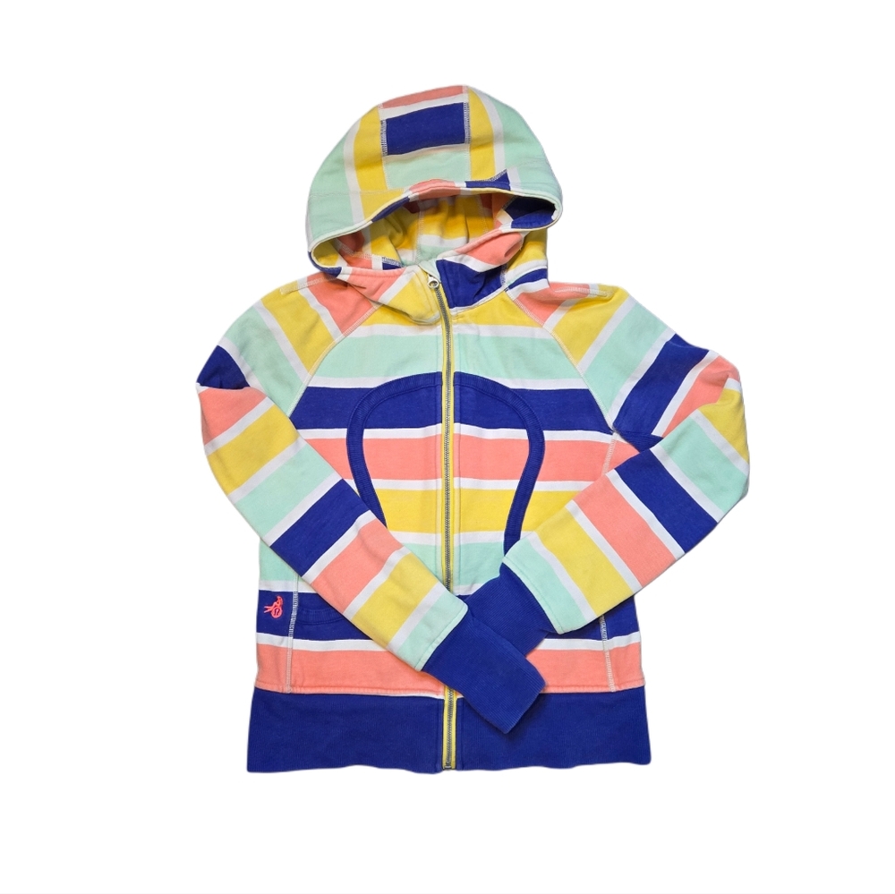lululemon SeaWheeze Scuba Hoodie Rainbow Stripe Full Zip Thumbholes‎ Size 6
